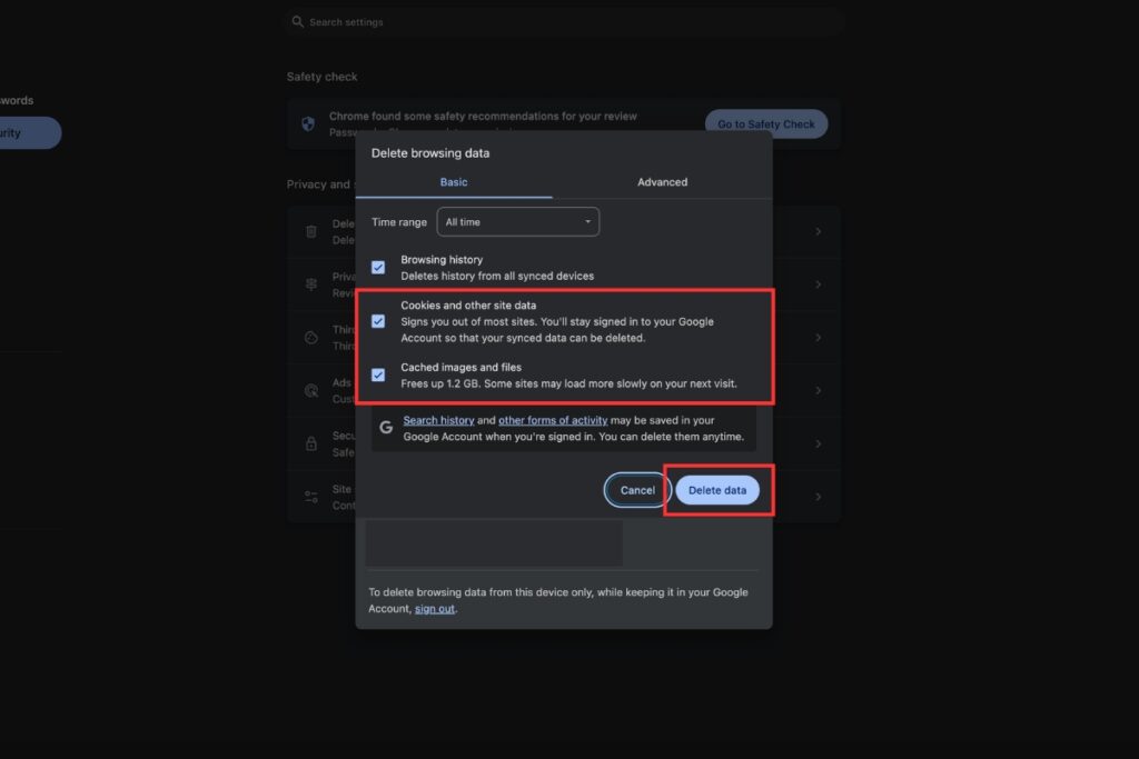 clear your browser cache in google chrome