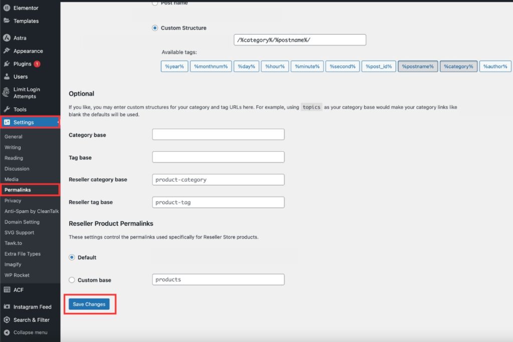 update your wordpress site permalinks